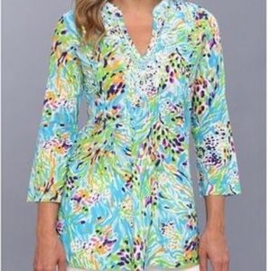 Lilly Pulitzer Sarasota Sea Soirée Beaded Tunic Top XL